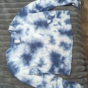 Blue Tie-Dye Sweatshirt. Has two small stains on the front